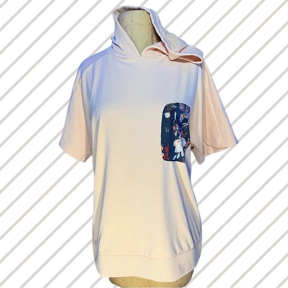 👚NWOT! Columbia Omni-Shade 55 SPF Pink Short Sleeve Shirt with Hood - Size Med